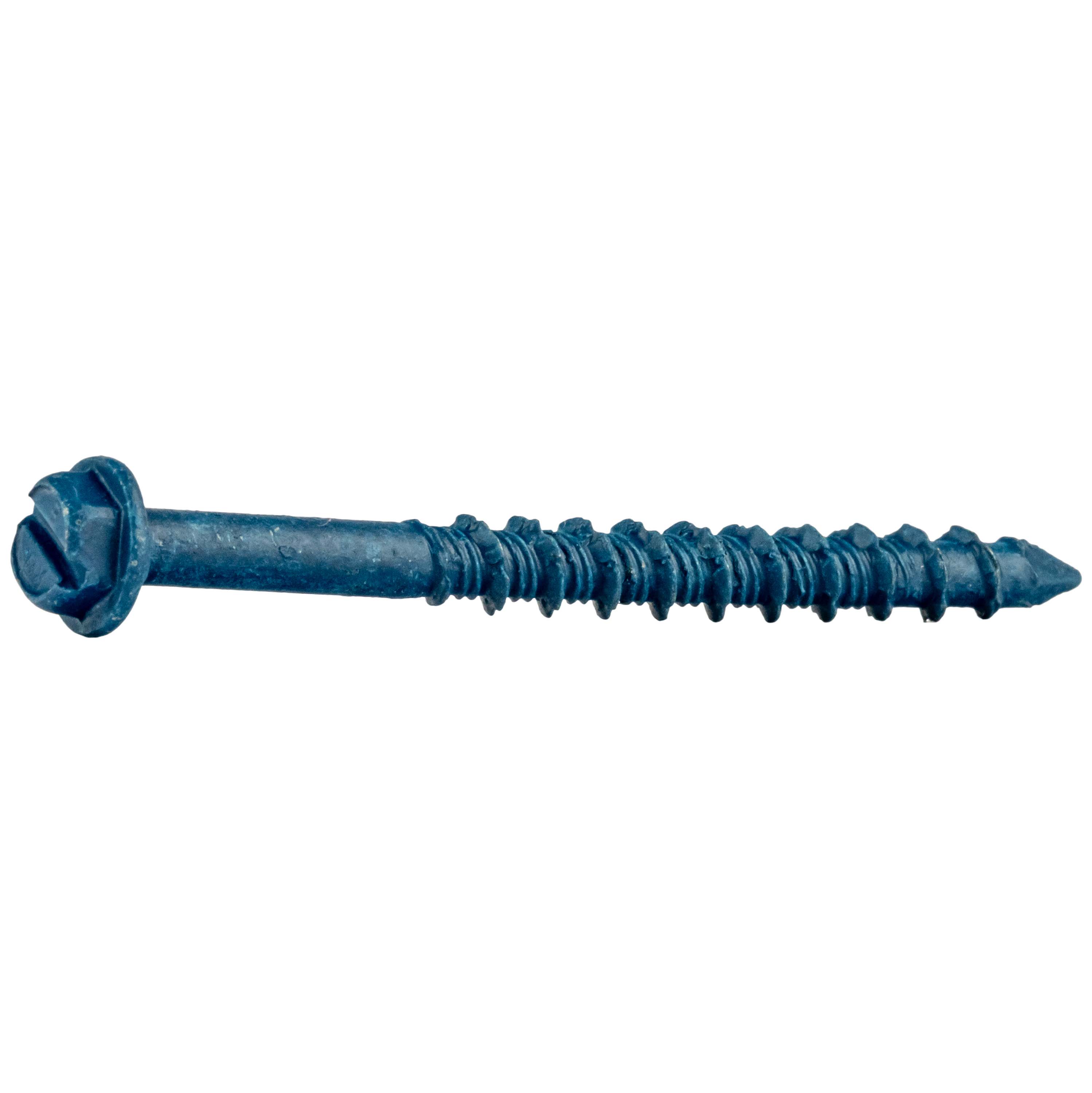 <ul><li>Specially designed twin-lead configuration literally taps threads into concrete, brick or hollow block</li><li>Replaces small diameter expansion anchors, plugs and screws in light to medium duty applications</li><li>Available in 2 head styles: slotted hex washer head and phillips flat head for countersunk applications</li><li>Reversible and removable</li><li>Each box of 100 anchors also contains 1 Tapcon Masonry drill bit</li><li>Nail type point guides the screw directly into the pilot hole</li><li>Blue Climaseal finish (ASTM B117 salt spray results: 720 hrs - 10% or less red rust)</li></ul>|